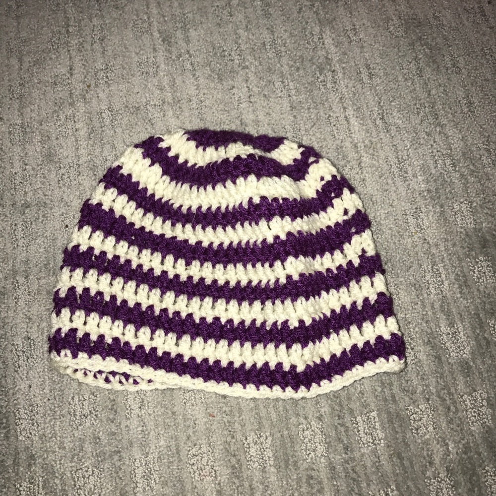 Striped winter beanie hat